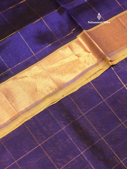 Royal Blue Colour Pure Silk Cotton Saree With Contrast Yellow Border