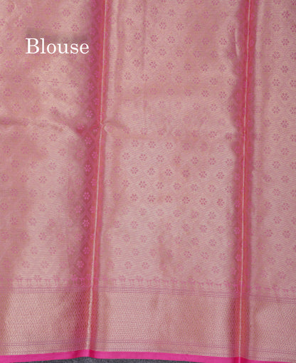 Beautiful Light Violet Linen Cotton Mix Fancy Saree With Contrast Pink Blouse