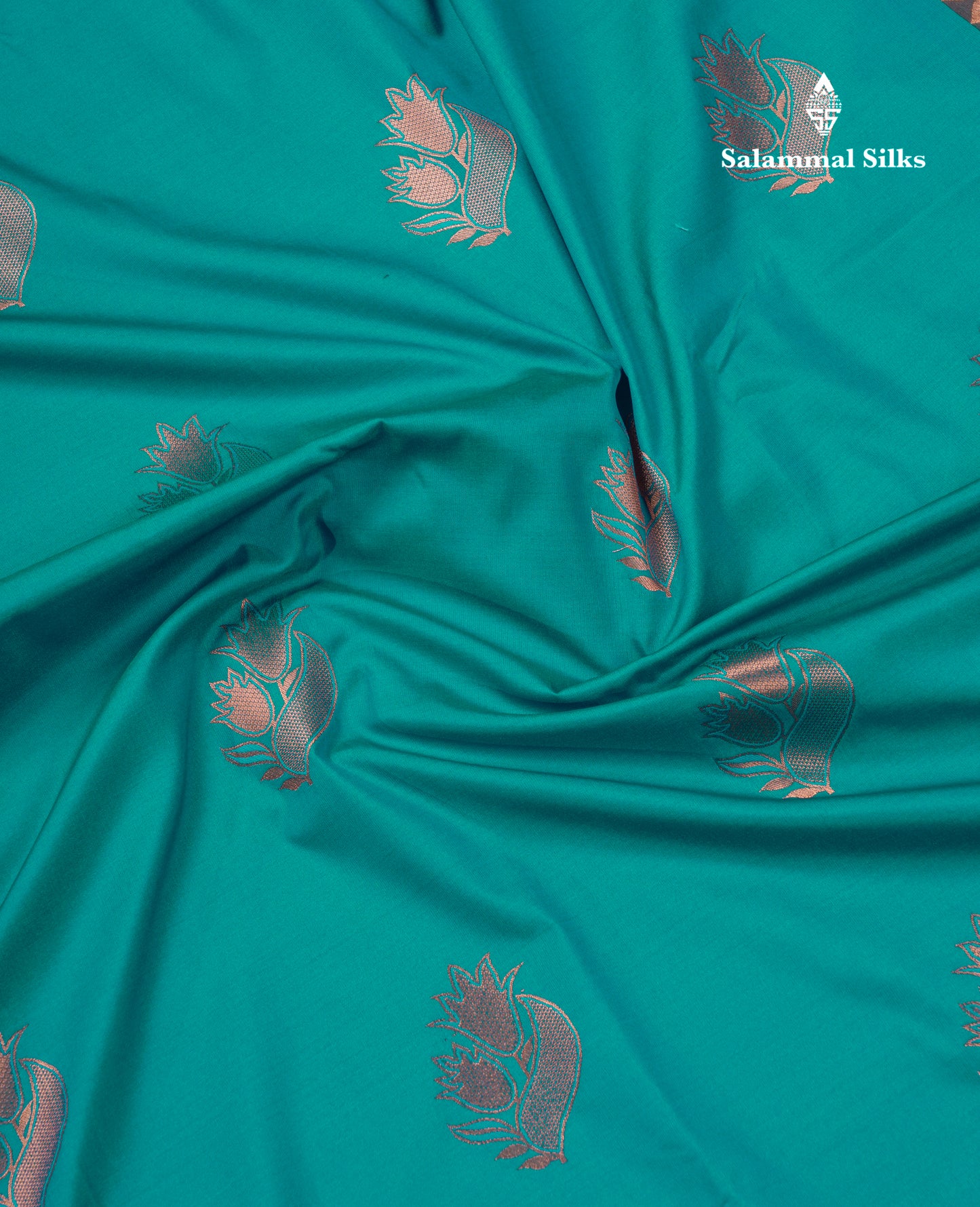 Peacock Blue Semi Silk Saree With Contrast Dark Brown Blouse