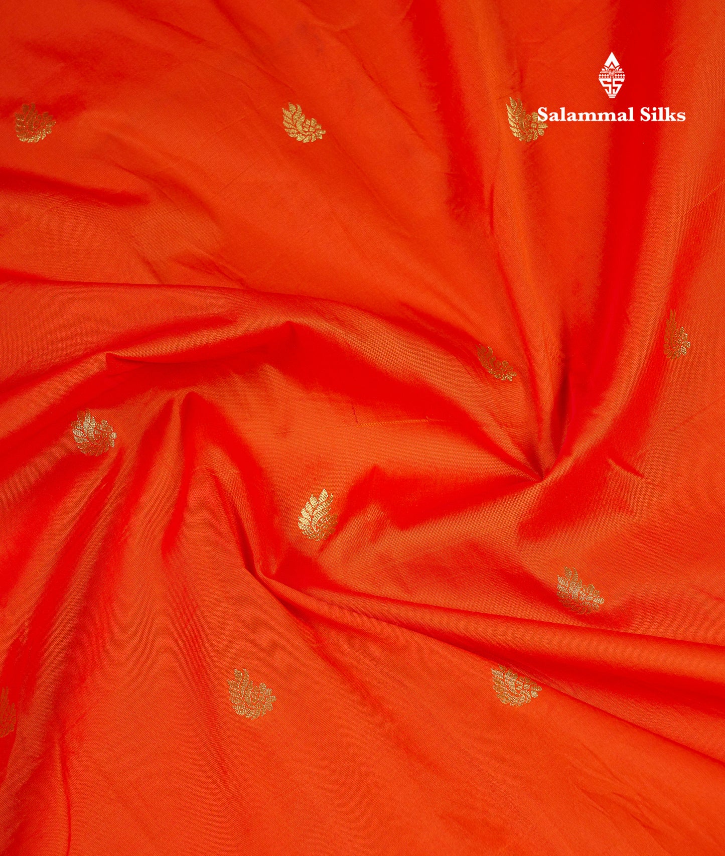 9 Yards Semi Silk Saree Orange With Contrast Green Traditional Temple Border