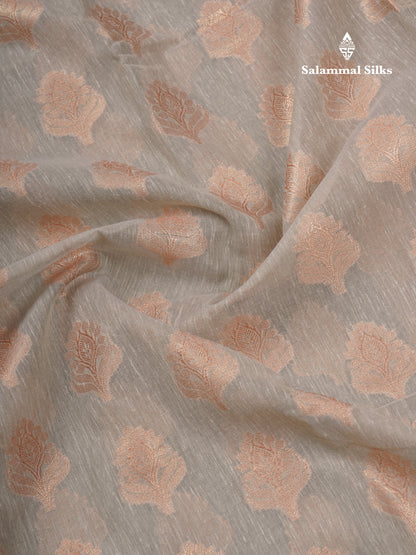 Beautiful Grey Linen Cotton Mix Fancy Saree With Contrast Pink Blouse