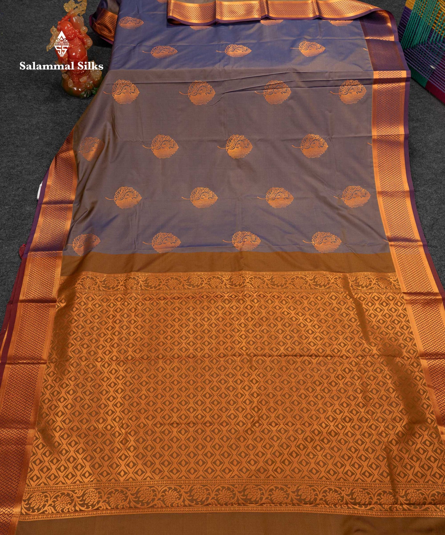 Beautiful Light Violet Semi Silk Saree With Contrast Magenta Traditional Border