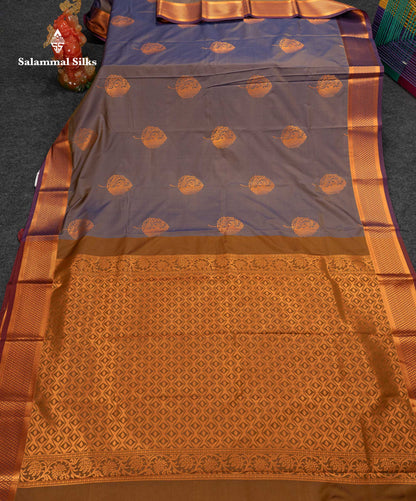 Beautiful Light Violet Semi Silk Saree With Contrast Magenta Traditional Border