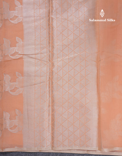 Beautiful Light Orange Fancy Cotton Mix Saree With Designer Blouse