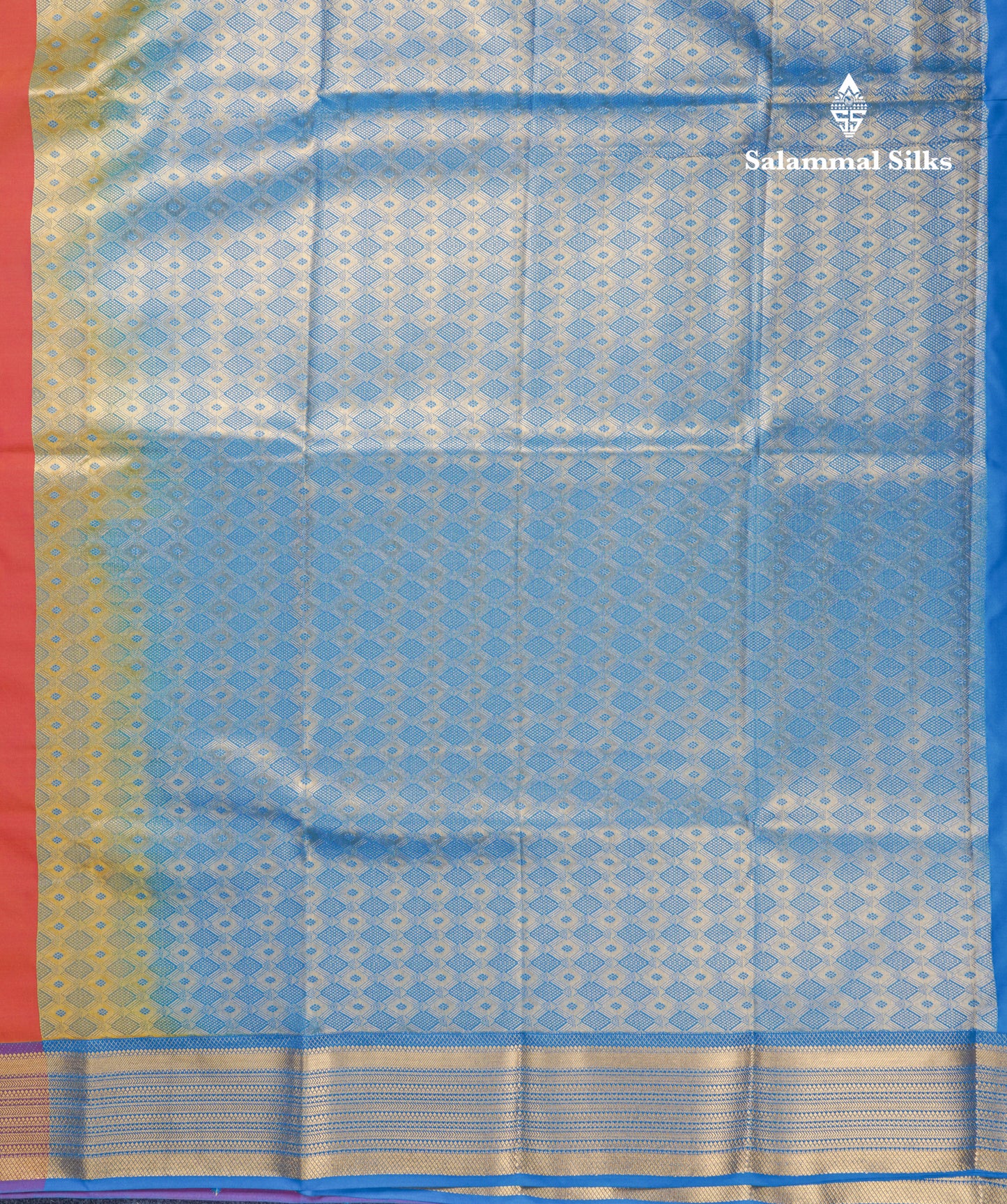 Dual Tone Rust Orange Semi Silk Saree With Contrast Blue Blouse