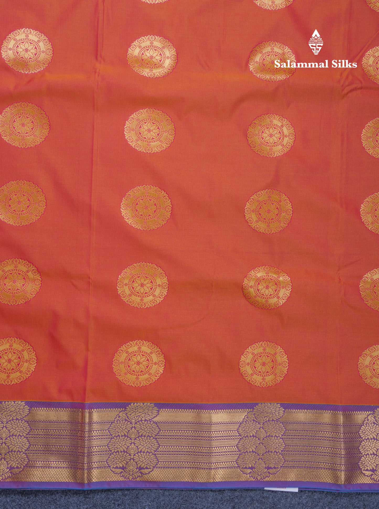 Dual Tone Rust Orange Semi Silk Saree With Contrast Blue Blouse
