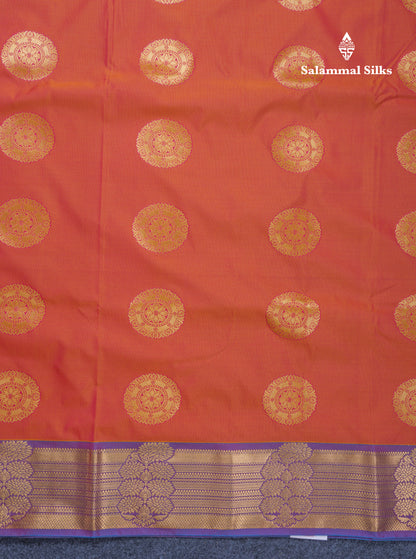 Dual Tone Rust Orange Semi Silk Saree With Contrast Blue Blouse