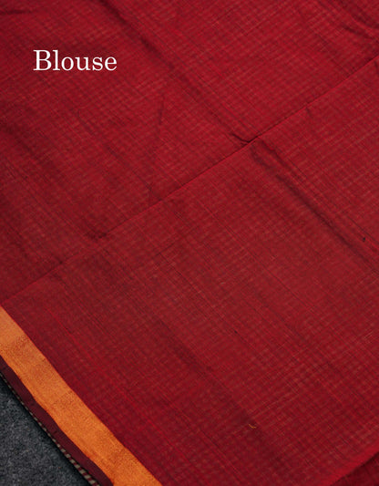 Beautiful Black & White Tiny Checks Semi Silk Cotton Saree With Contrast Black Blouse