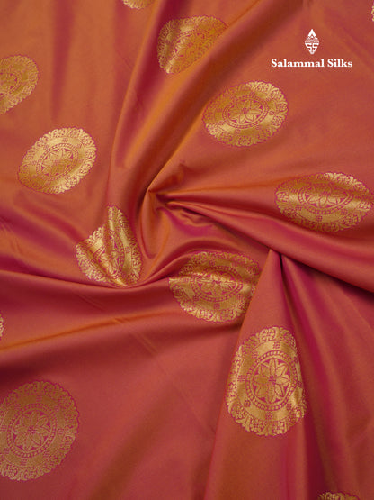 Dual Tone Rust Orange Semi Silk Saree With Contrast Blue Blouse