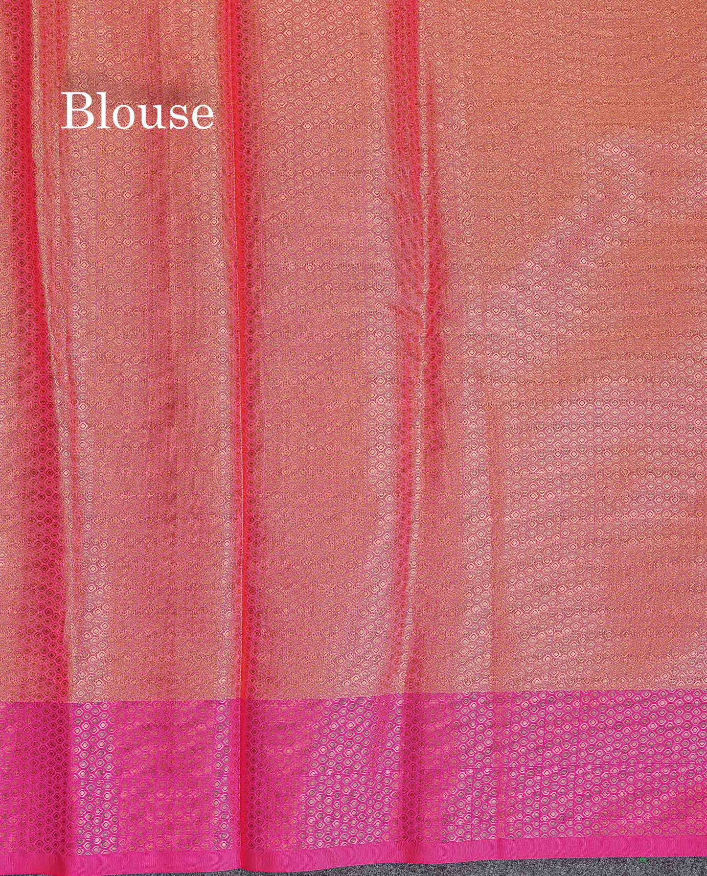 Semi Tussar Fancy Saree - Parrot Green Colour Body With Contrast Pinkish Peach Blouse