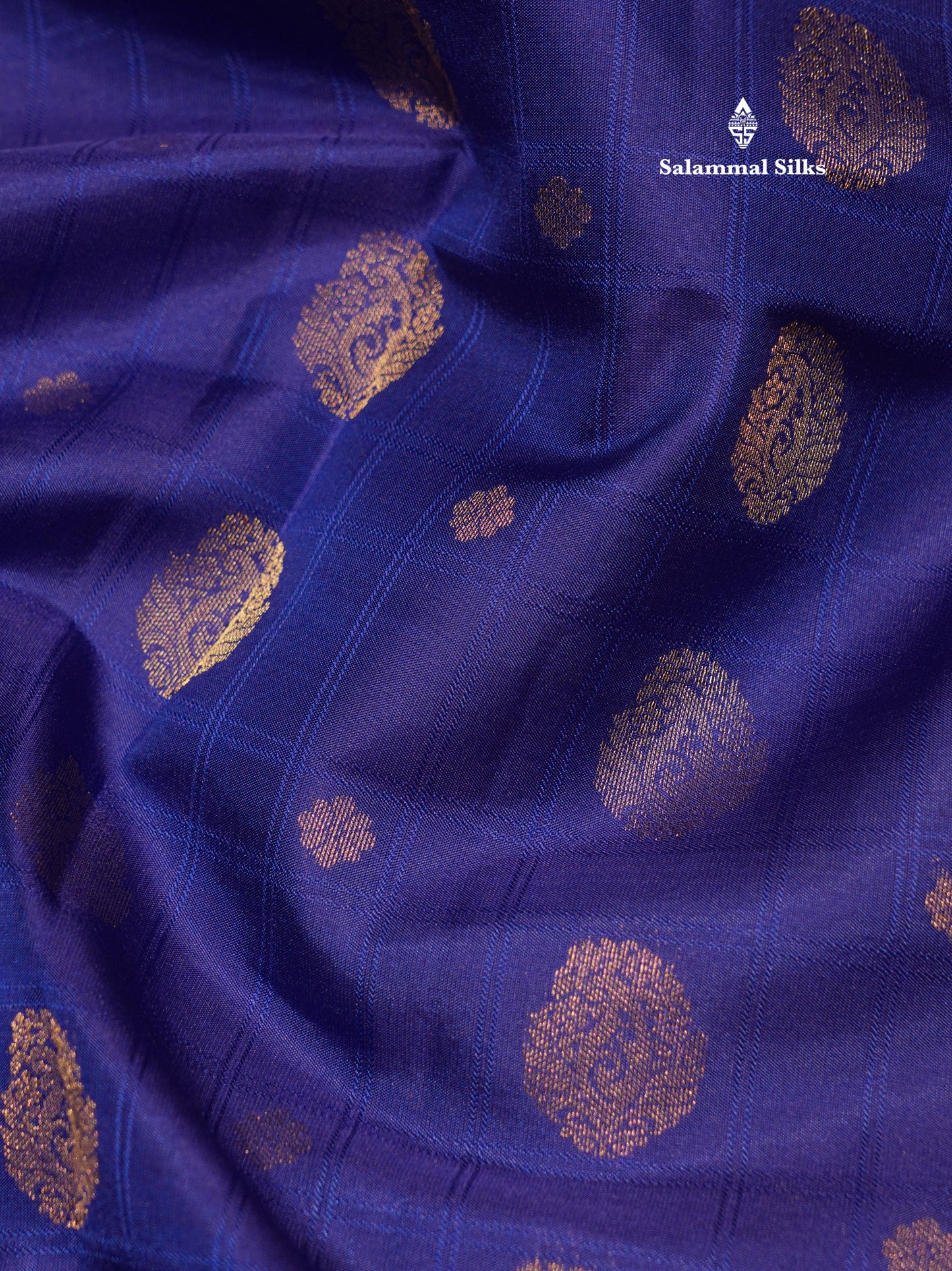 Blue Colour Pure Kanjivaram Silk Saree With Contrast Vadamalli Border