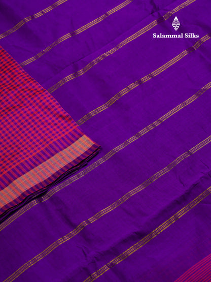Beautiful Black & White Tiny Checks Semi Silk Cotton Saree With Contrast Black Blouse