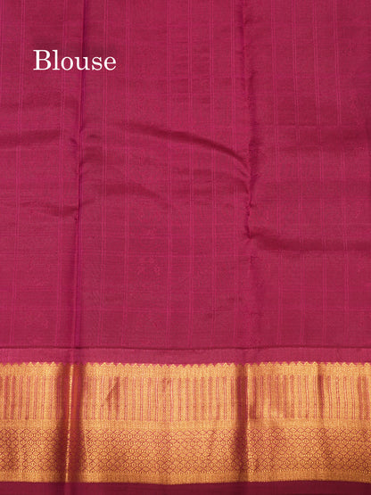 Blue Colour Pure Kanjivaram Silk Saree With Contrast Vadamalli Border