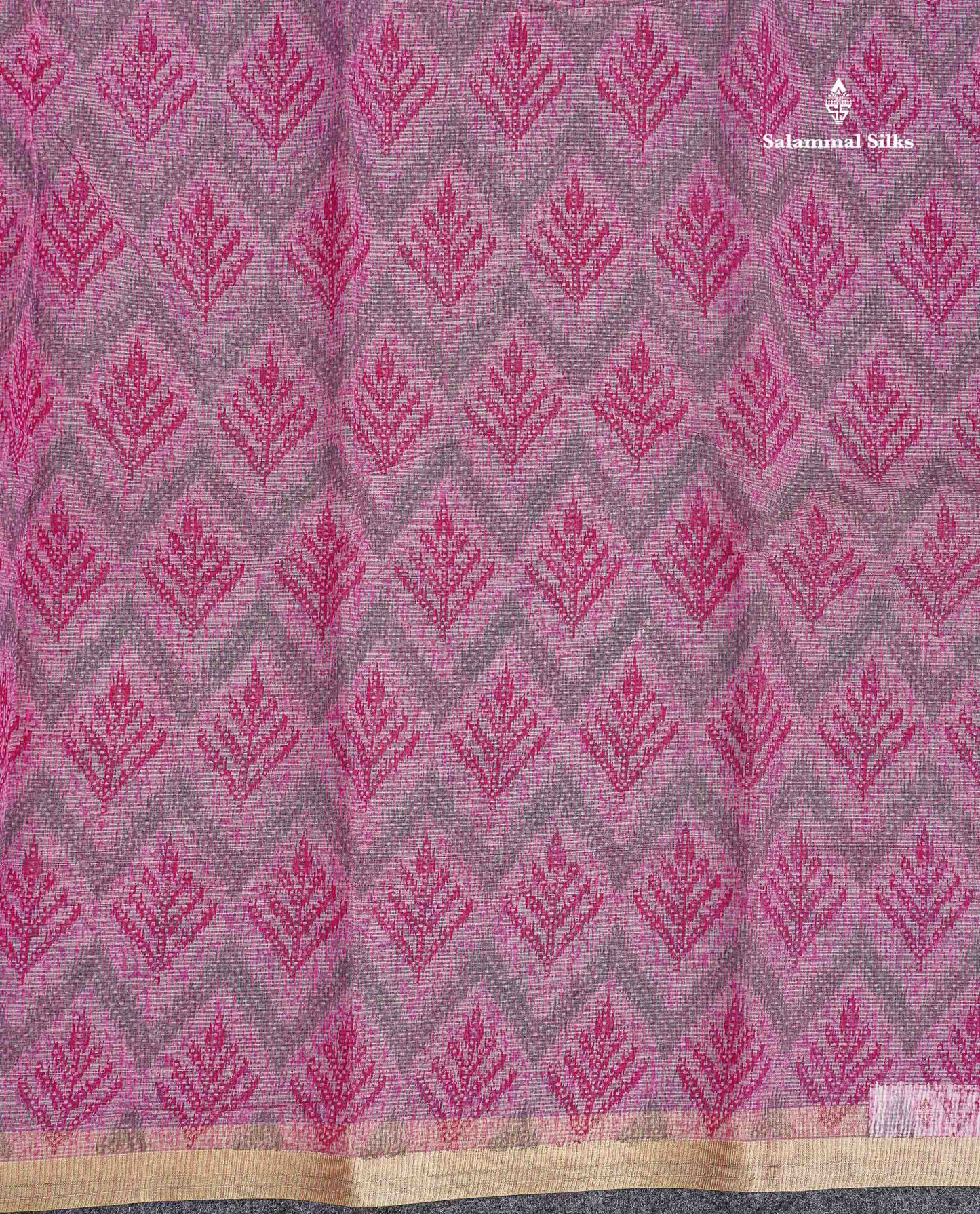 Kota Cotton Fancy Saree - Light Pink Colour Body With Small Ribbon Border