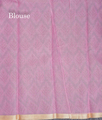 Kota Cotton Fancy Saree - Light Pink Colour Body With Small Ribbon Border
