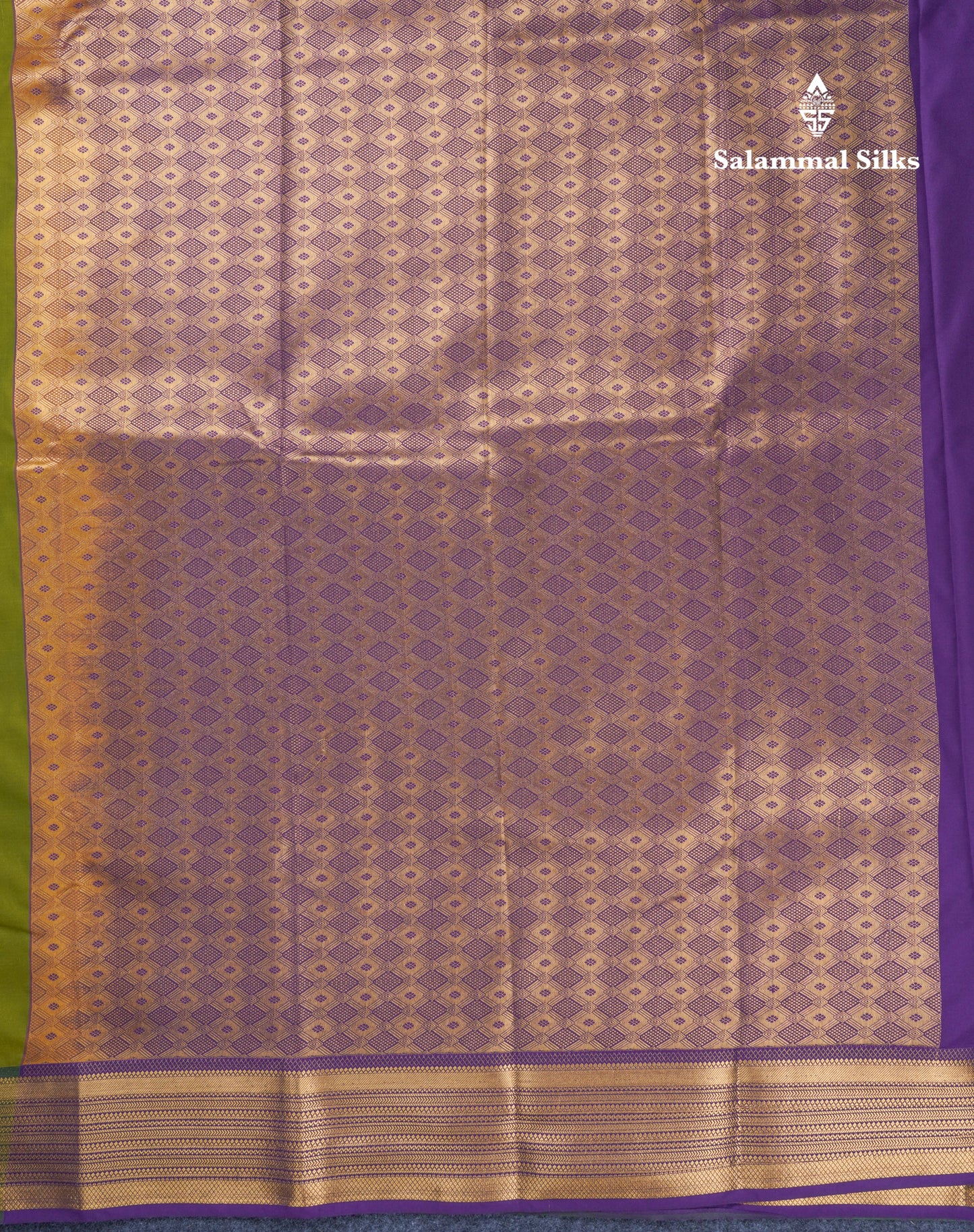 Dual Tone Olive Green Semi Silk Saree With Contrast Purple Blouse