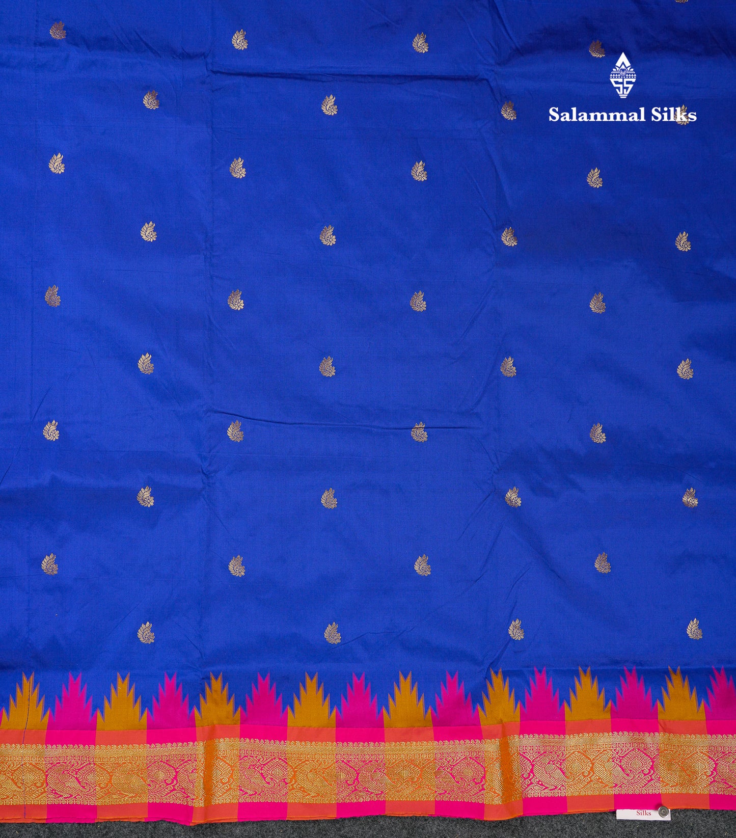 9 Yards Semi Silk Saree Orange With Contrast Green Traditional Temple Border