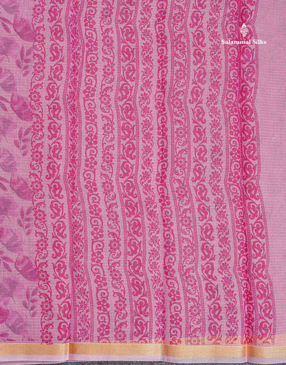 Kota Cotton Fancy Saree -  Sky Blue Colour Body With Small Ribbon Border