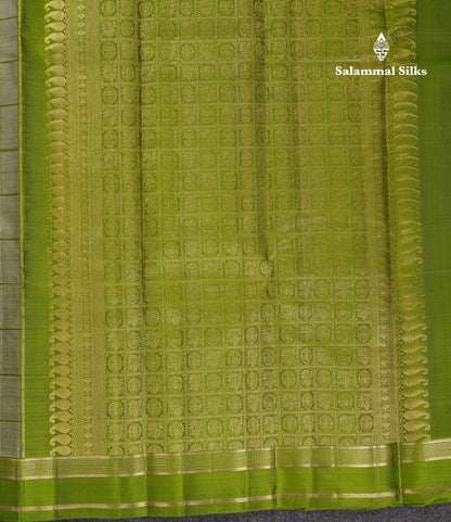 Beautiful Pink Checks With Butta Pure Kanjivaram Silk Saree With Contrast Manthulir Yellow Traditional Medium Gap Border