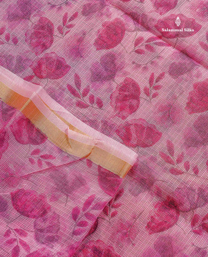 Kota Cotton Fancy Saree -  Sky Blue Colour Body With Small Ribbon Border