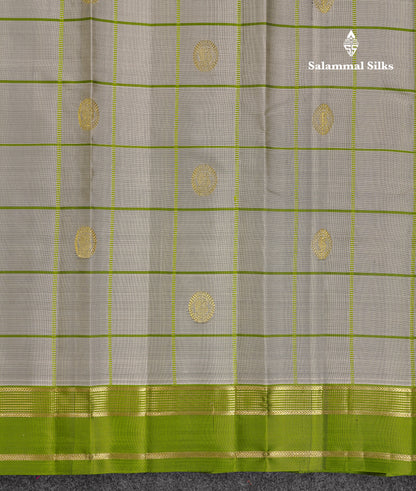 Beautiful Pink Checks With Butta Pure Kanjivaram Silk Saree With Contrast Manthulir Yellow Traditional Medium Gap Border