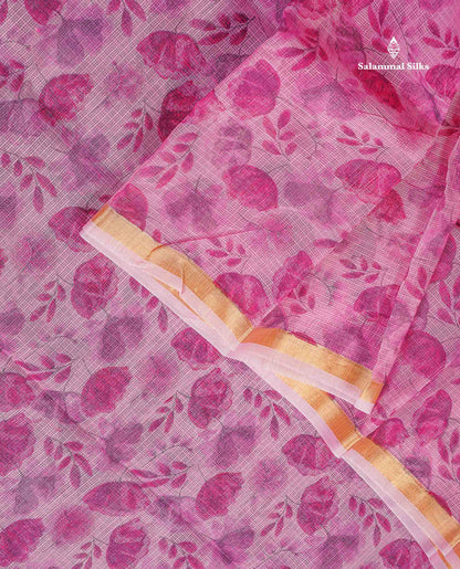 Kota Cotton Fancy Saree -  Sky Blue Colour Body With Small Ribbon Border