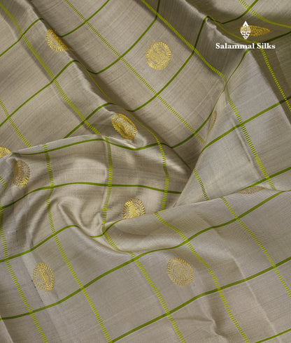 Beautiful Pink Checks With Butta Pure Kanjivaram Silk Saree With Contrast Manthulir Yellow Traditional Medium Gap Border