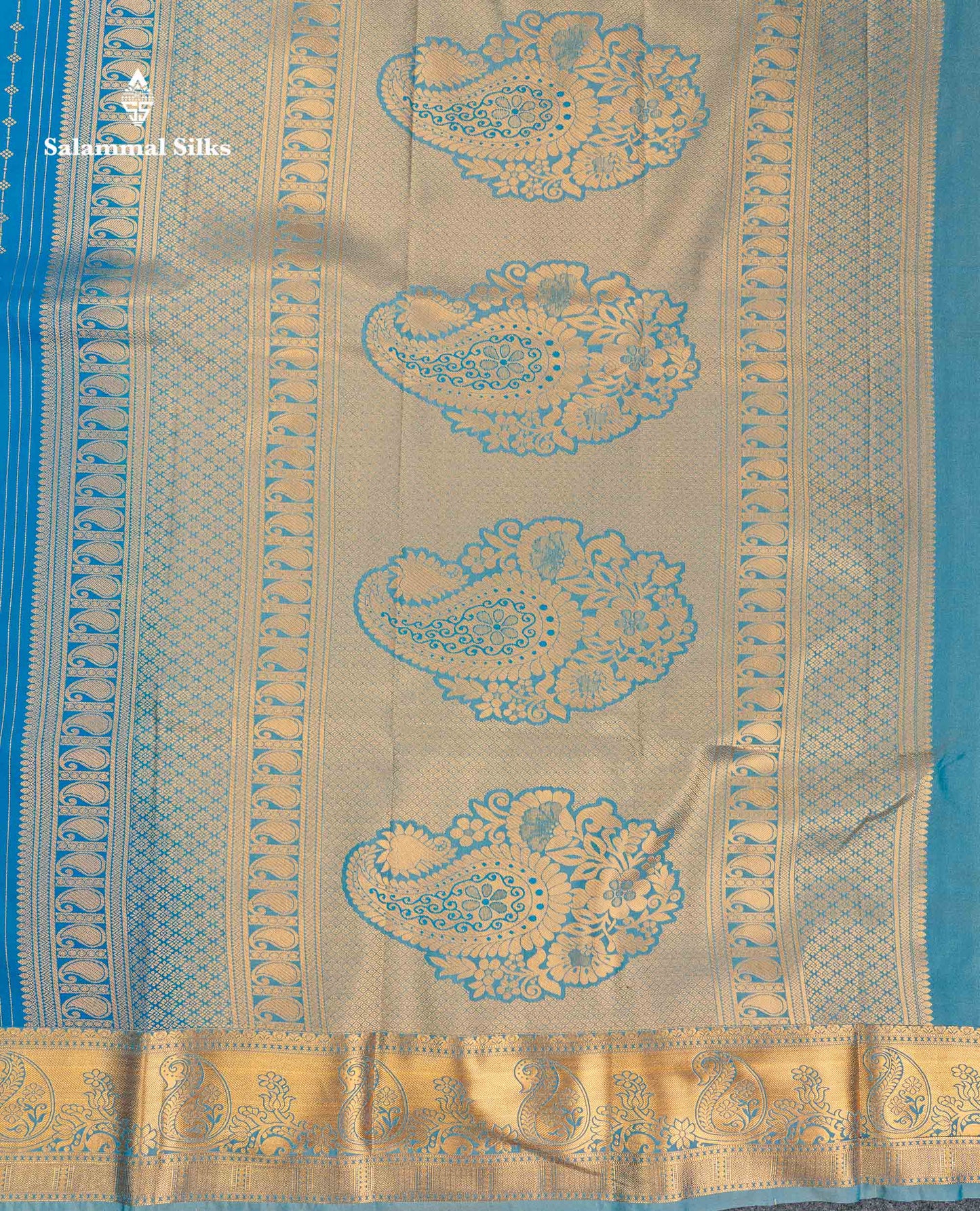Beautiful Magenta Vertical Zari Line With Butta Semi Silk Saree With Contrast Peacock Blue Traditional Border