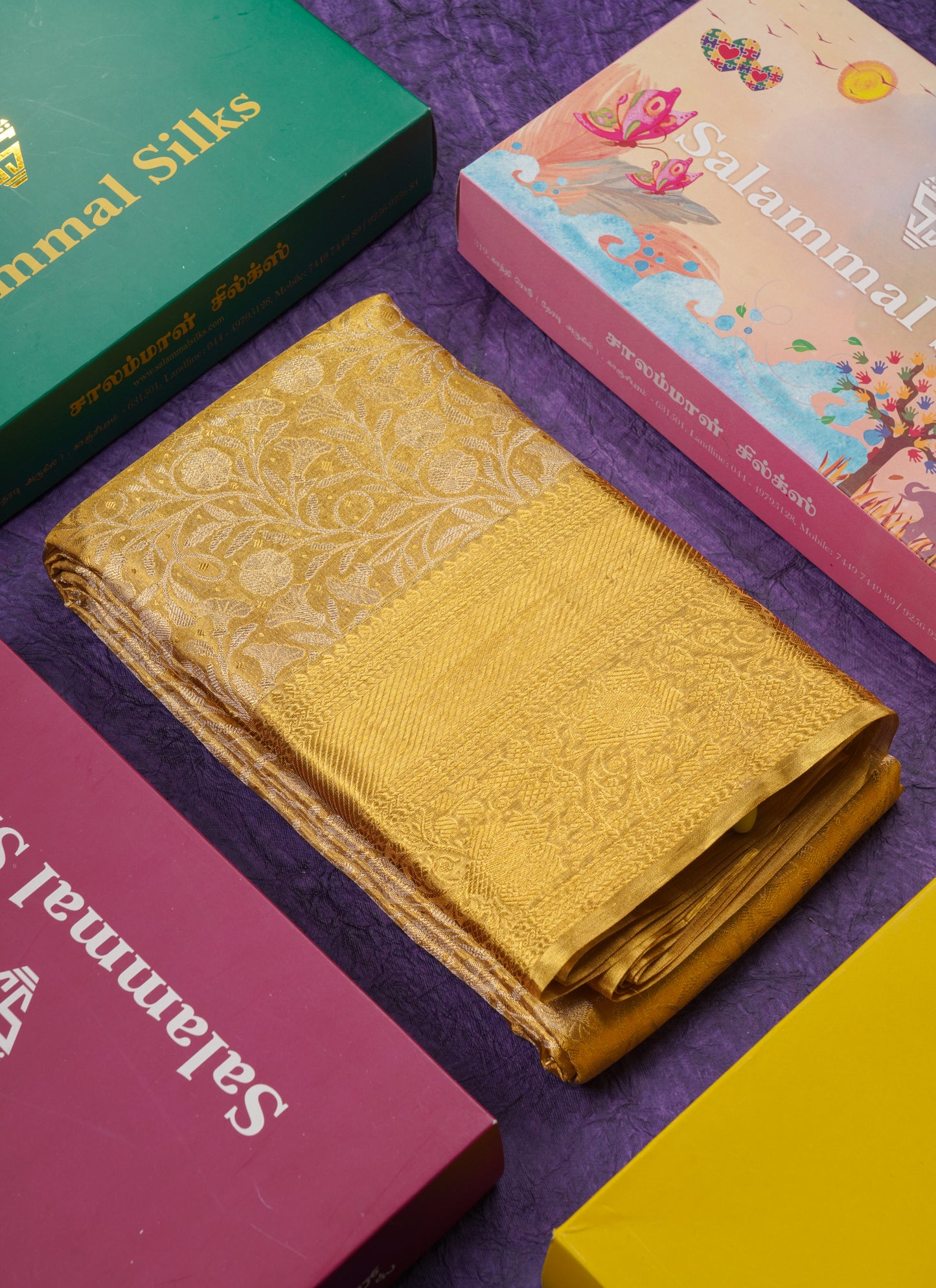 Beautiful Gold Tissue Bridal Pure Kanjivaram Silk Saree With Traditional Border
