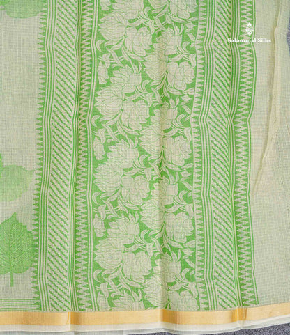 Kota Cotton Fancy Saree - Light Orange Colour Body With Small Ribbon Border