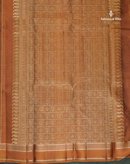 Pure Kanjivaram Silk Saree - Snuff Brown Colour Body With Contrast Brown Gap Border