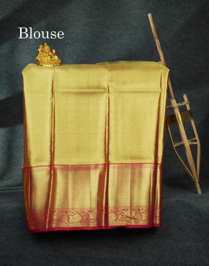 Pure Silk Pattu Pavadai Tissue (Gold) With Maroon Blouse 44"