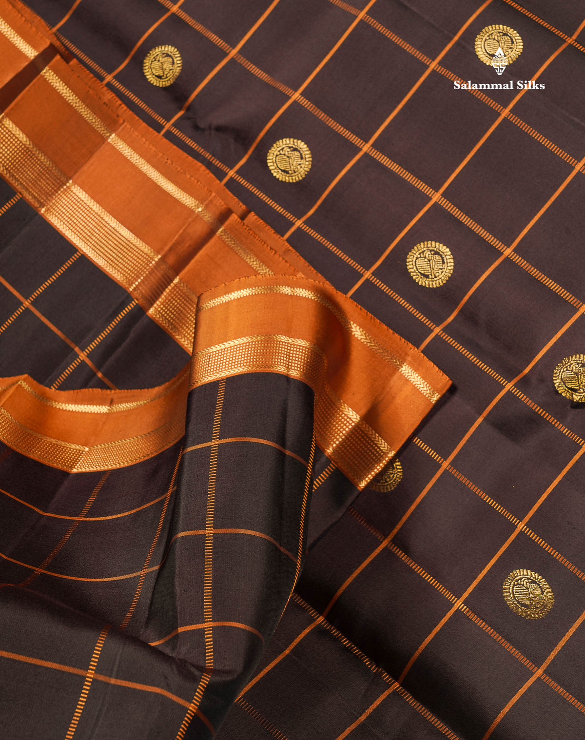 Pure Kanjivaram Silk Saree - Snuff Brown Colour Body With Contrast Brown Gap Border