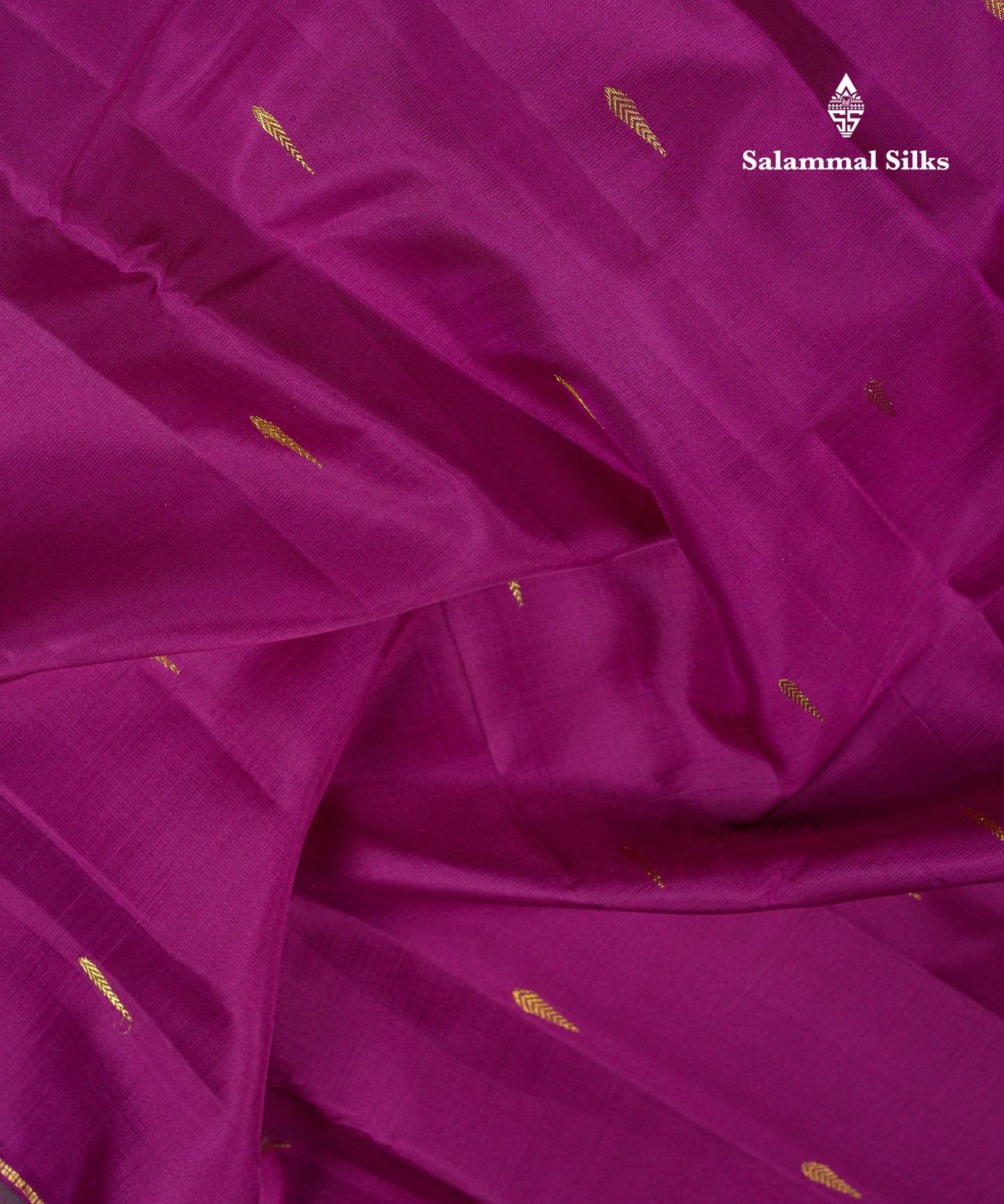 Beautiful Dark Purple Pure Kanjivaram Silk Saree With Contrast Bottle Green Traditional Border