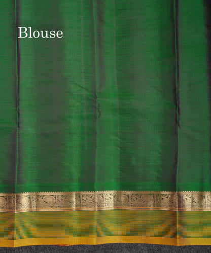 Beautiful Dark Purple Pure Kanjivaram Silk Saree With Contrast Bottle Green Traditional Border