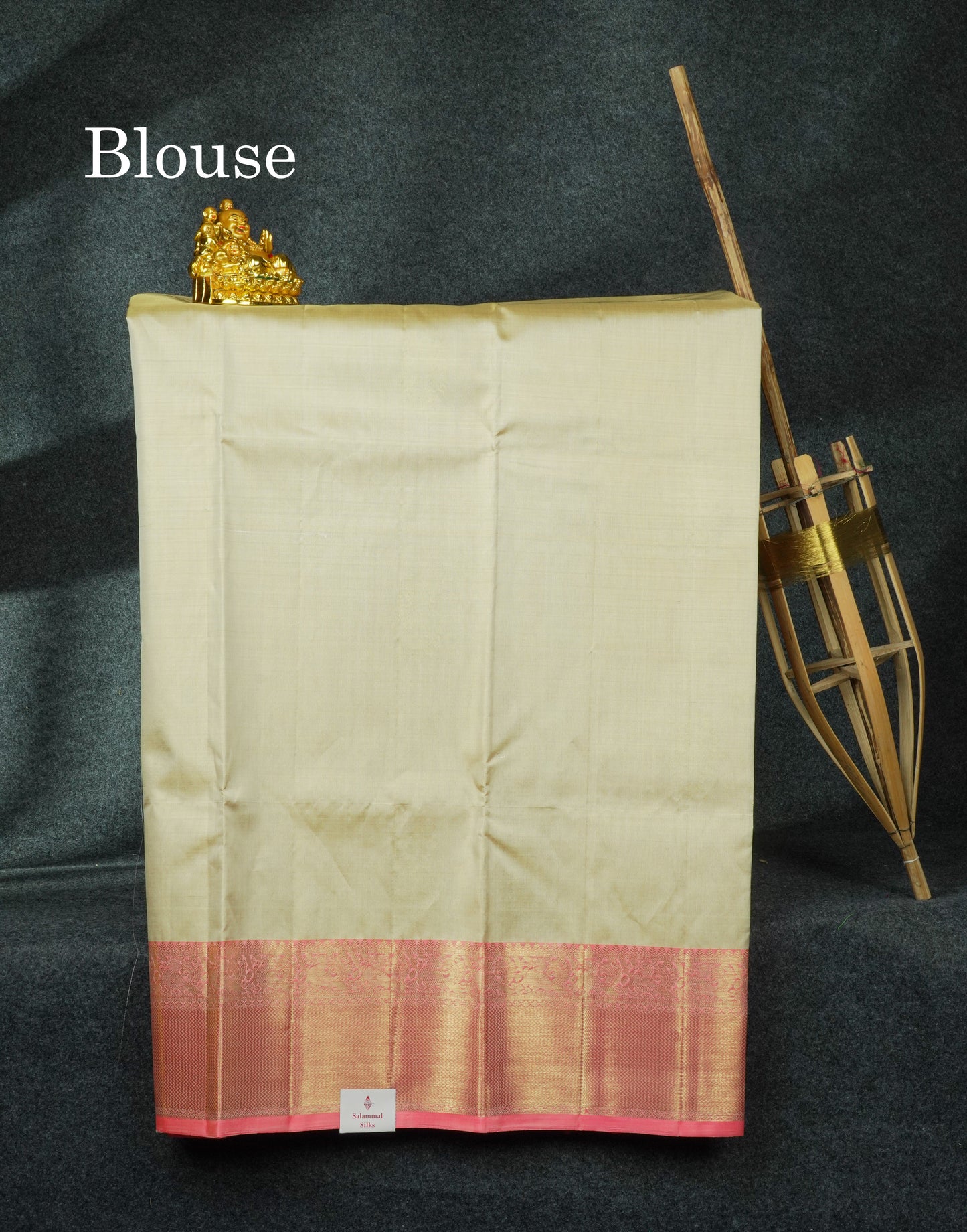 Pure Silk Pattu Pavadai Tissue (Beige) With Beige Blouse 44"