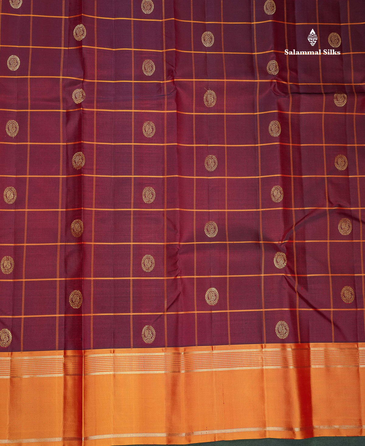 Pure Kanjivaram Silk Saree - Dual Tone Maroon Colour Body With Contrast Rust Orange Gap Border