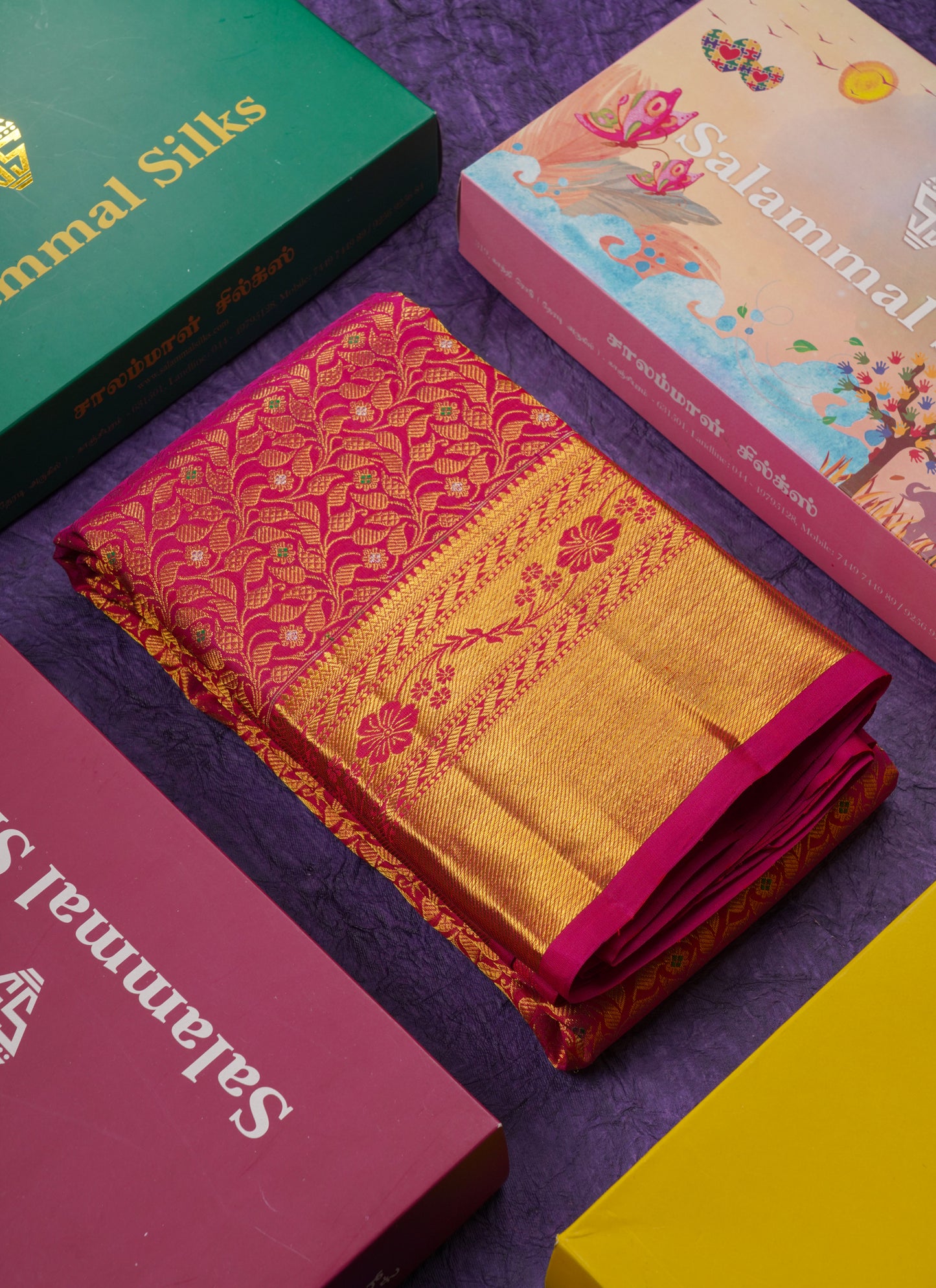 Beautiful Dual Tone Pink Meenakari Work Bridal Pure Kanjivaram Silk Saree With Traditional Border