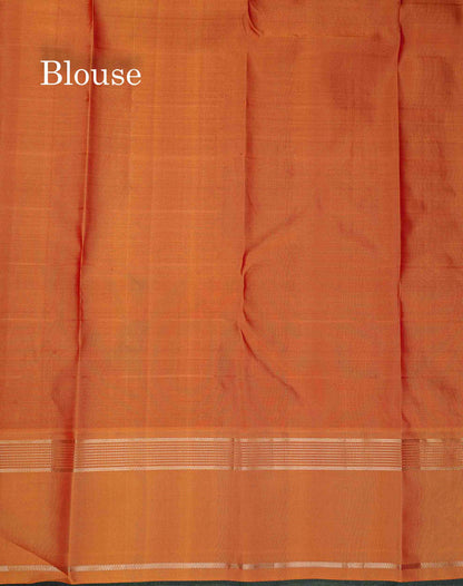 Pure Kanjivaram Silk Saree - Dual Tone Maroon Colour Body With Contrast Rust Orange Gap Border