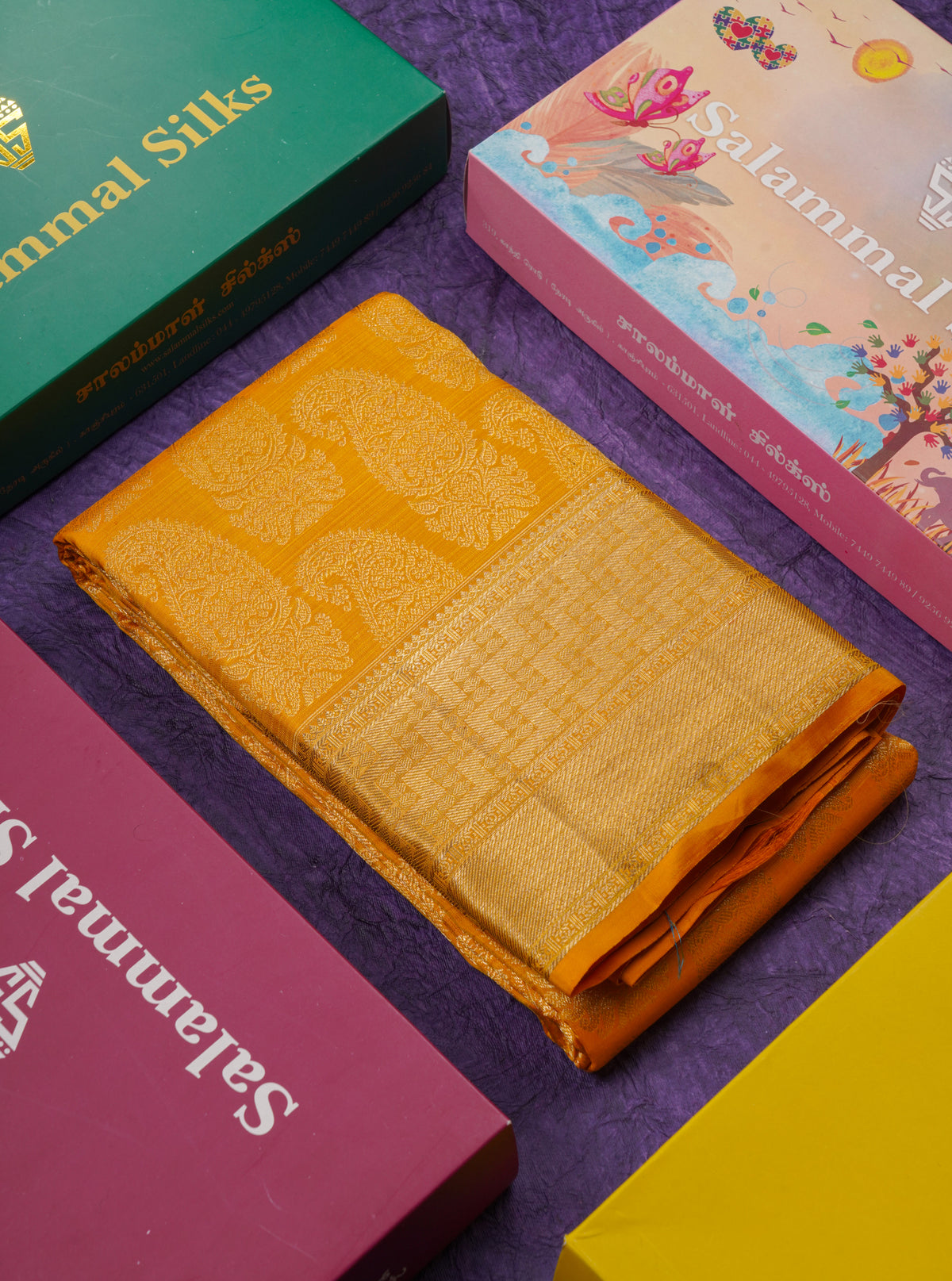 Beautiful Mustard Yellow Bridal Pure Kanjivaram Silk Saree With Traditional Border