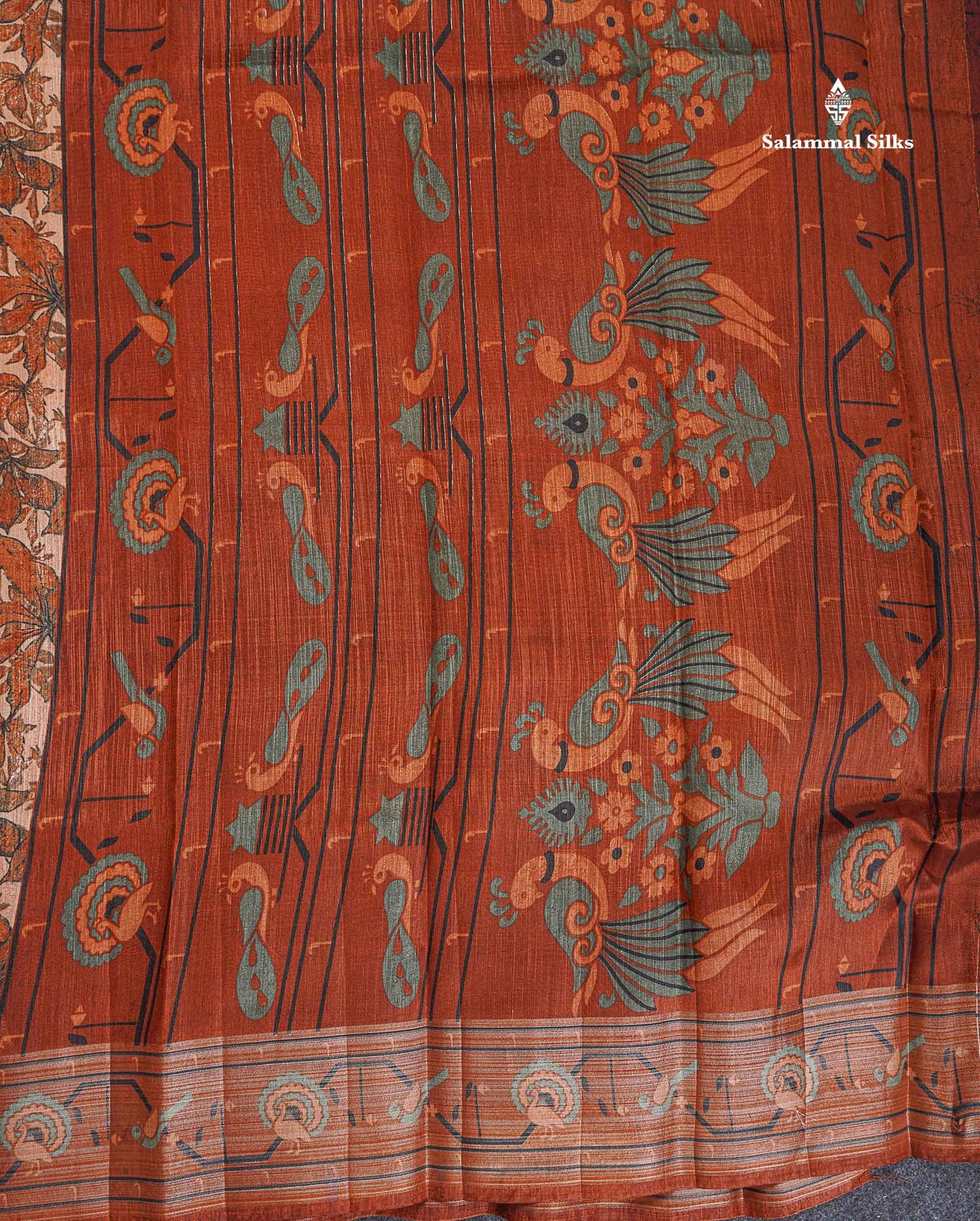 Cotton Mix Saree - Light Peach Colour Body With Fancy Tissue Border