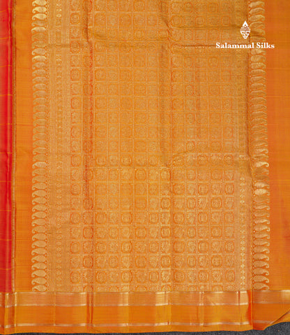 Beautiful Pink Checks With Butta Pure Kanjivaram Silk Saree With Contrast Manthulir Yellow Traditional Medium Gap Border