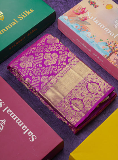 Beautiful Vadamalli Bridal Pure Kanjivaram Silk Saree With Traditional Border