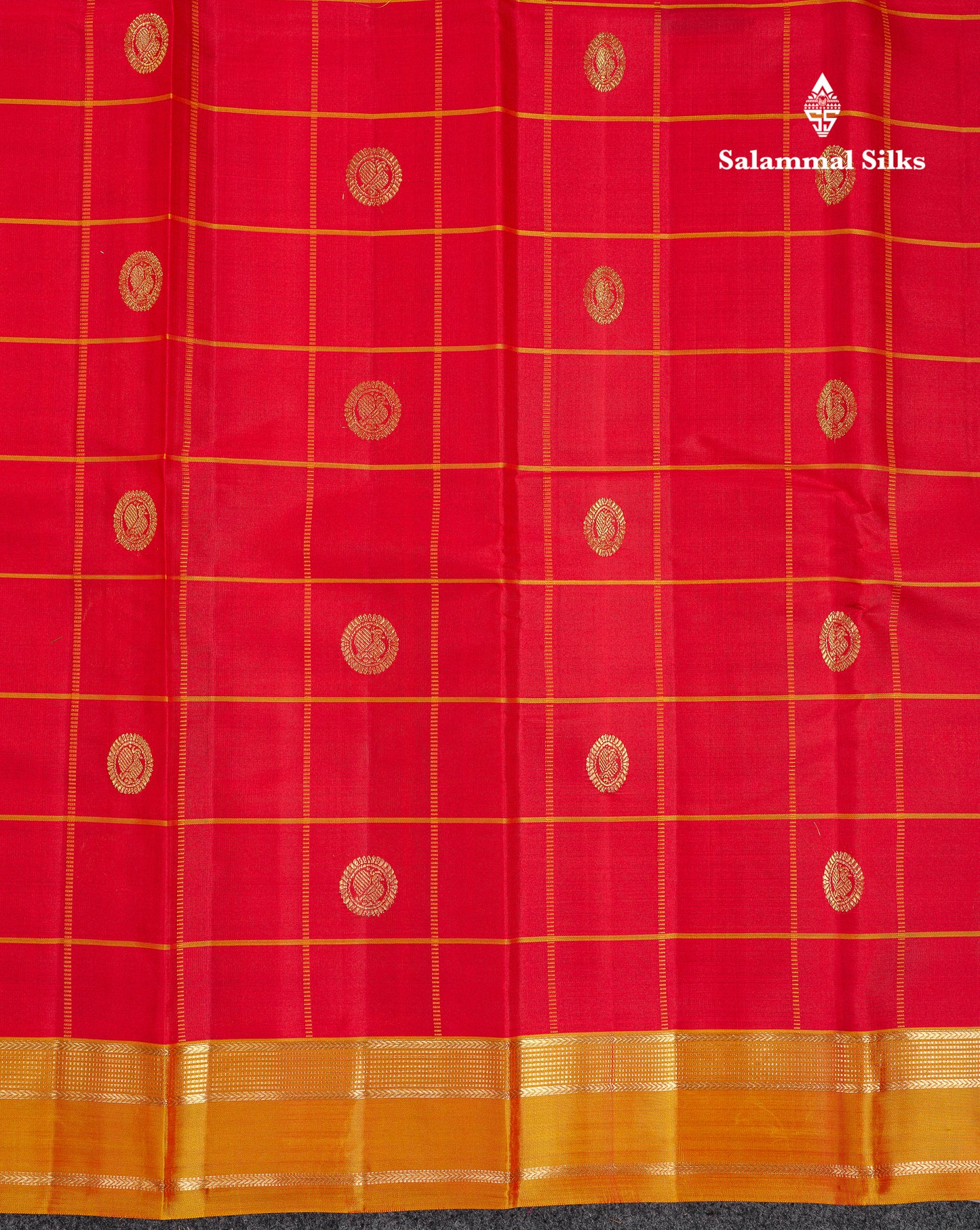 Beautiful Pink Checks With Butta Pure Kanjivaram Silk Saree With Contrast Manthulir Yellow Traditional Medium Gap Border