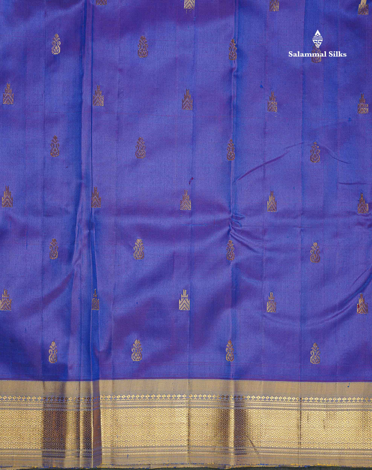 One Side Border Pure Silk Saree - Dual Tone Royal Blue Colour Body With Traditional Border
