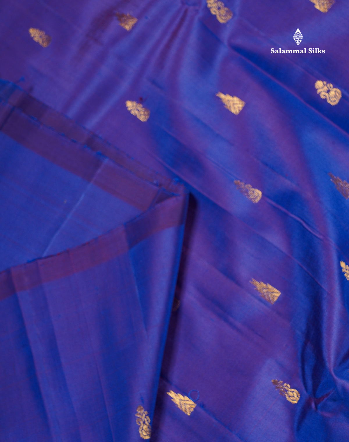 One Side Border Pure Silk Saree - Dual Tone Royal Blue Colour Body With Traditional Border