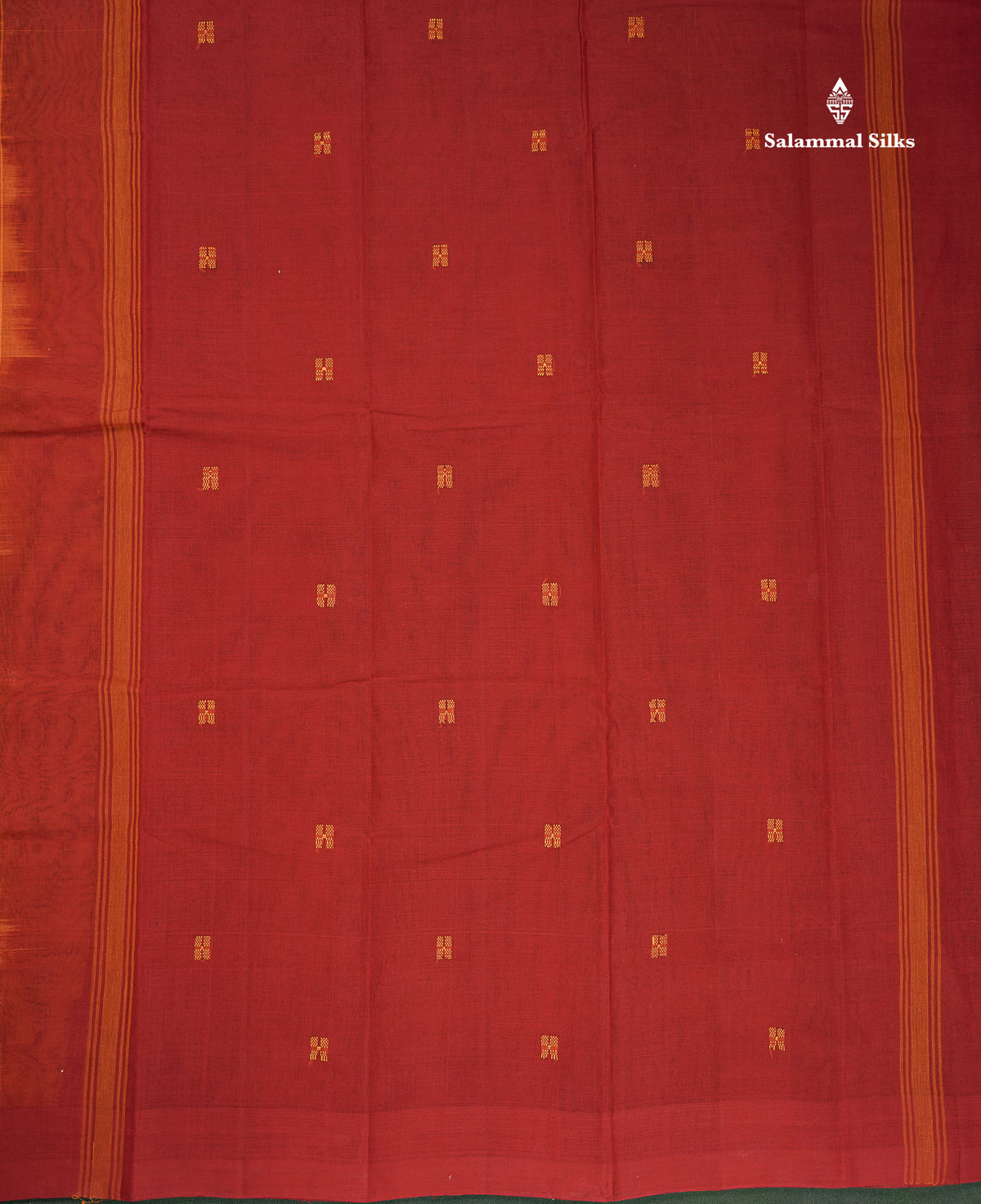 Handloom Pure Cotton Saree - Mustard Yellow Colour Body With Contrast Maroon Blouse