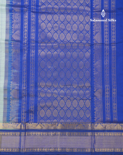 Light Elaichi Green Small Checks Semi Silk Cotton Saree With Contrast Violet Traditional Border