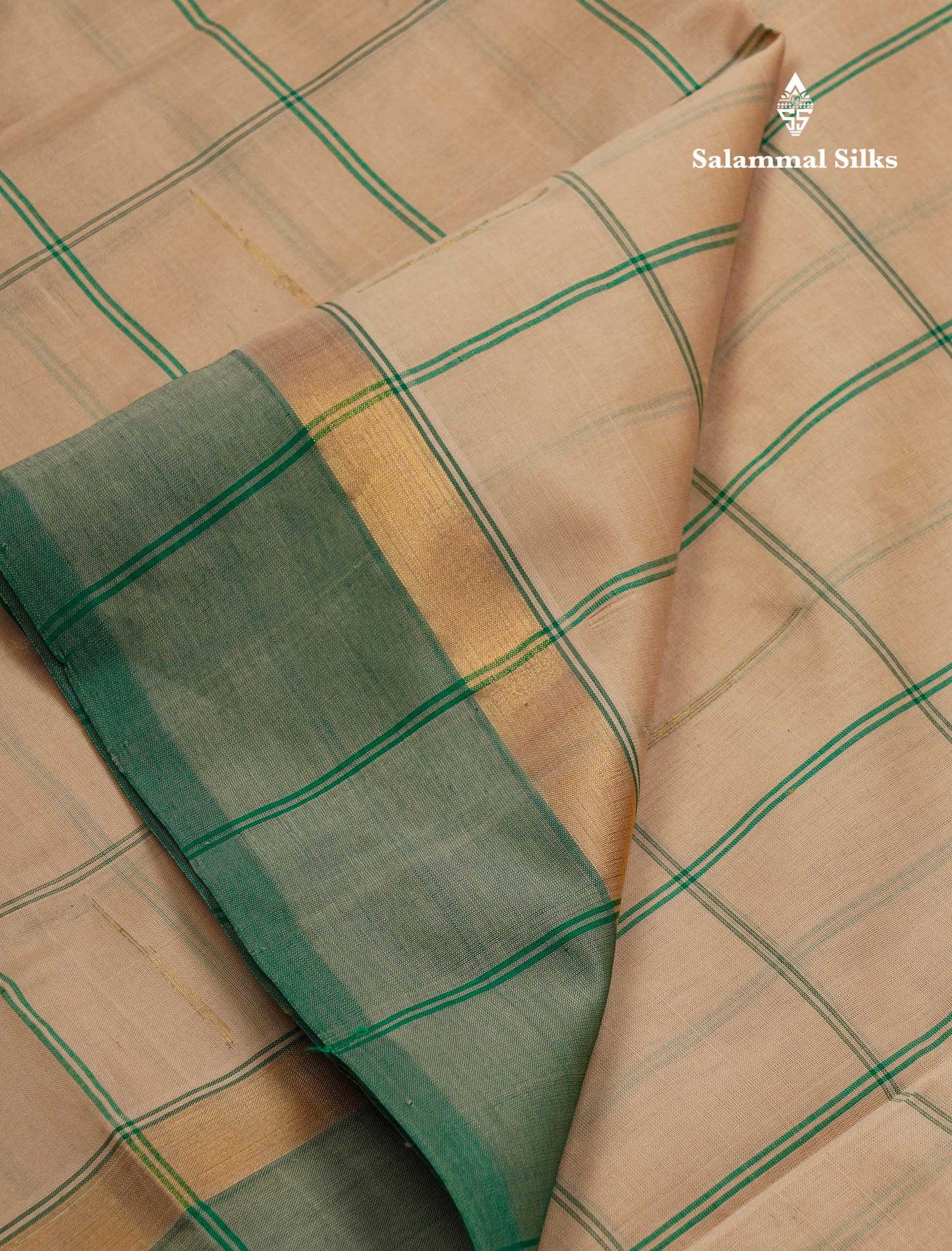 Beautiful Light Pink Checks With Malli Moggu Butta Semi Silk Cotton Saree With Contrast Blueish Grey Blouse