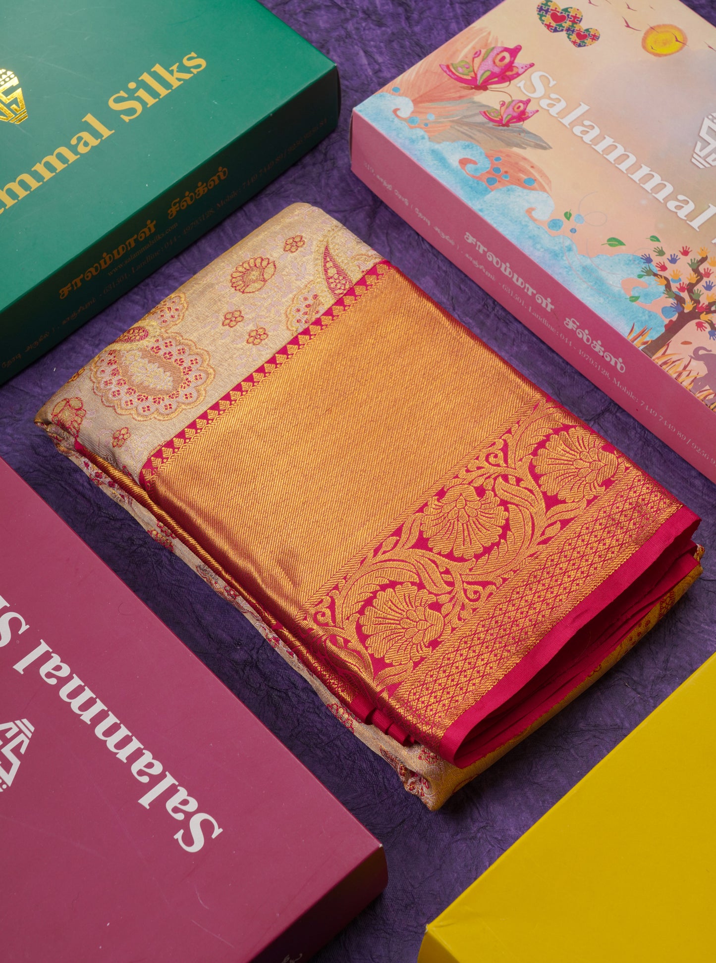 Beautiful Light Pink Tissue Bridal Pure Kanjivaram Silk Saree With Contrast Pink Traditional Border